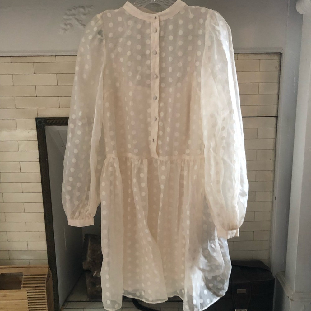 H&M Cream Polka Dot Button Up Dress